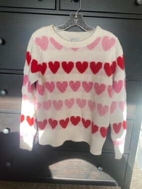 cupcakes & cashmere Cream Sweater with Pink and Red Hearts